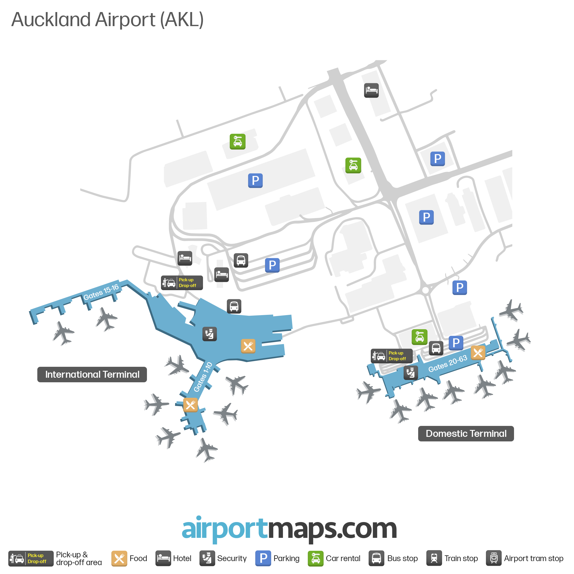 Auckland International Airport, New Zealand map