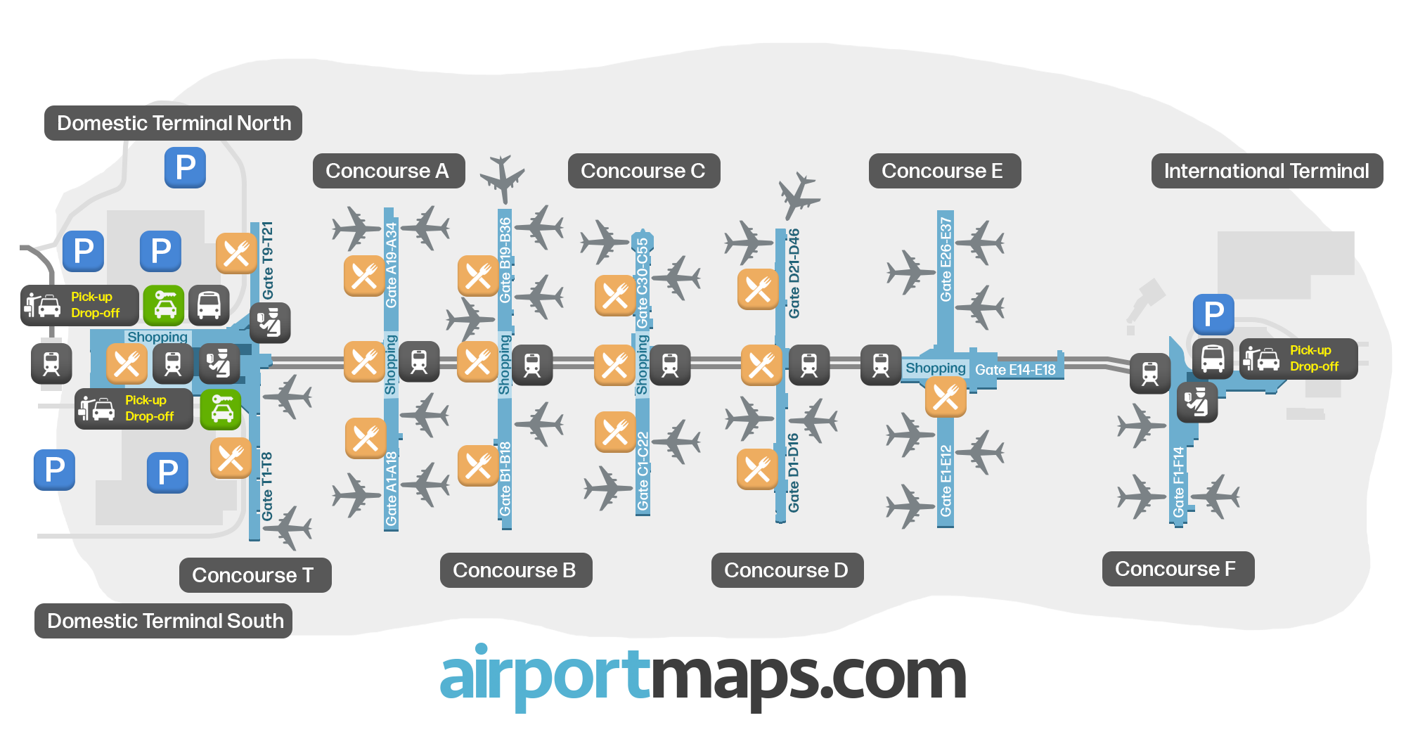 Hartsfield–Jackson Atlanta International Airport, United States map