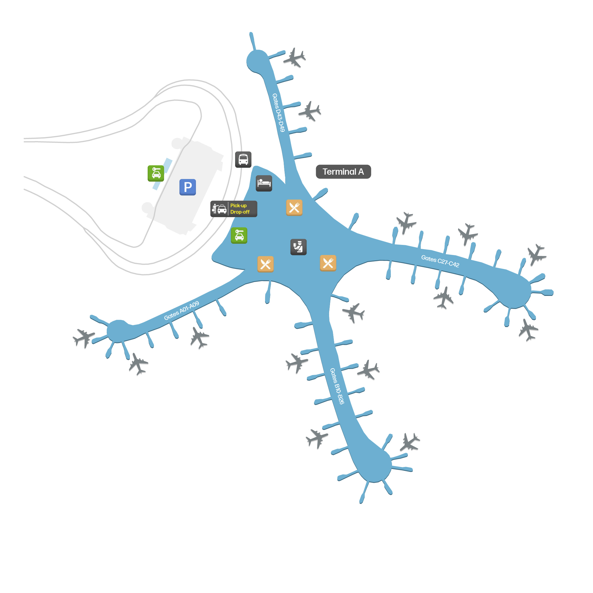 Zayed International Airport, United Arab Emirates map