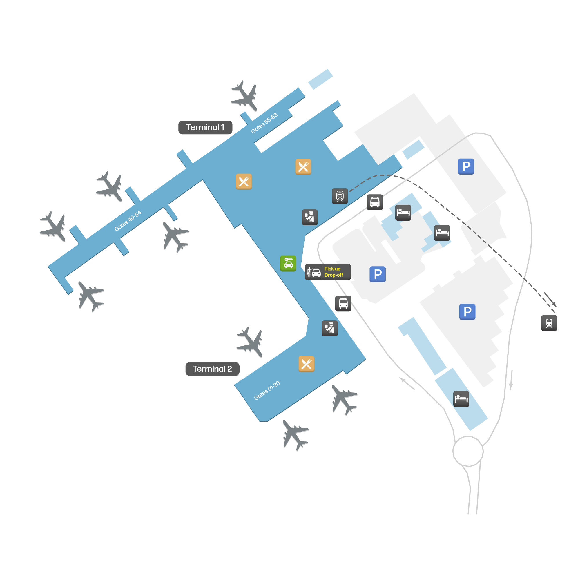 Birmingham Airport (BHX) – terminal map with gates | Airportmaps.com