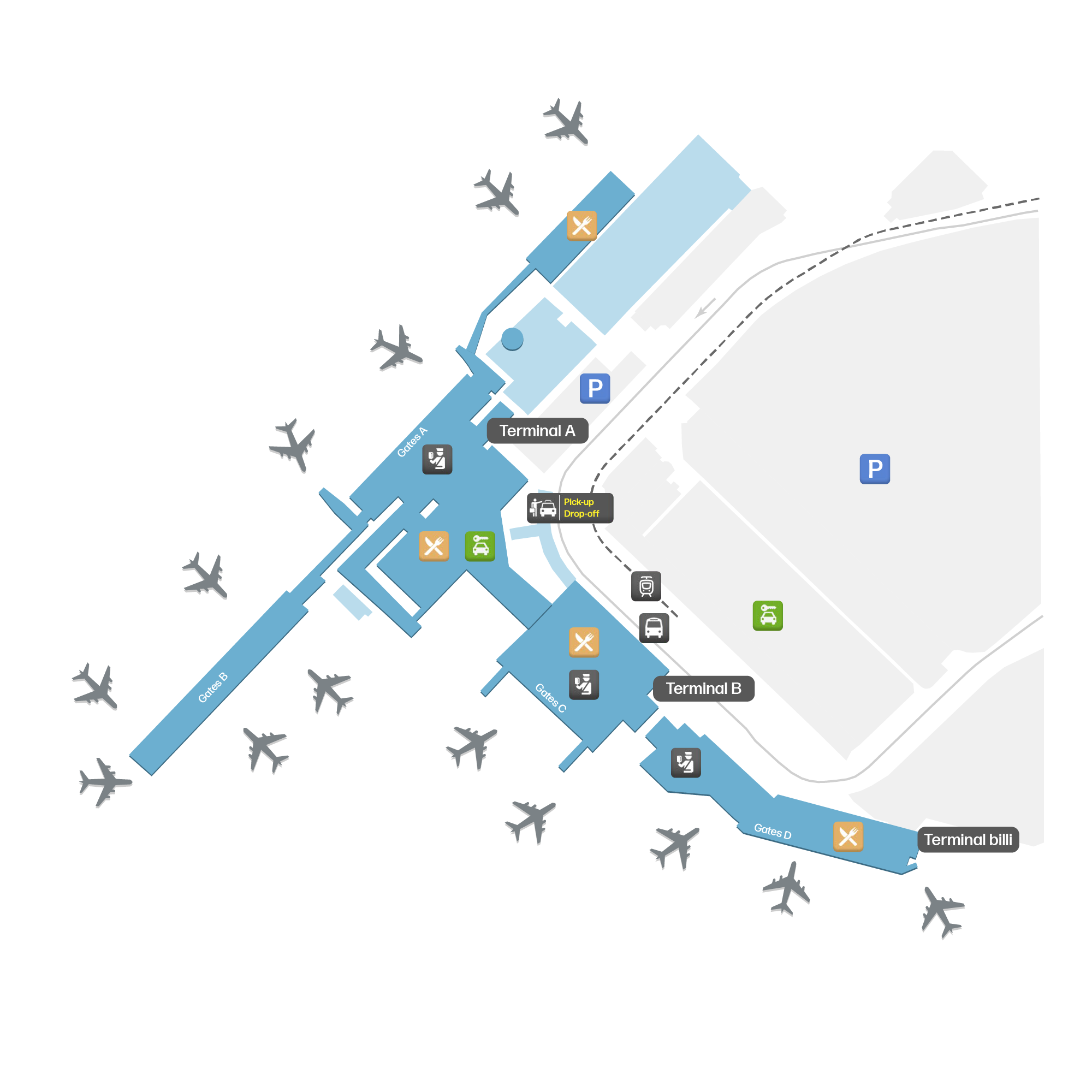 Map of Bordeaux–Mérignac Airport (BOD) – Terminals Map | Airportmaps.com