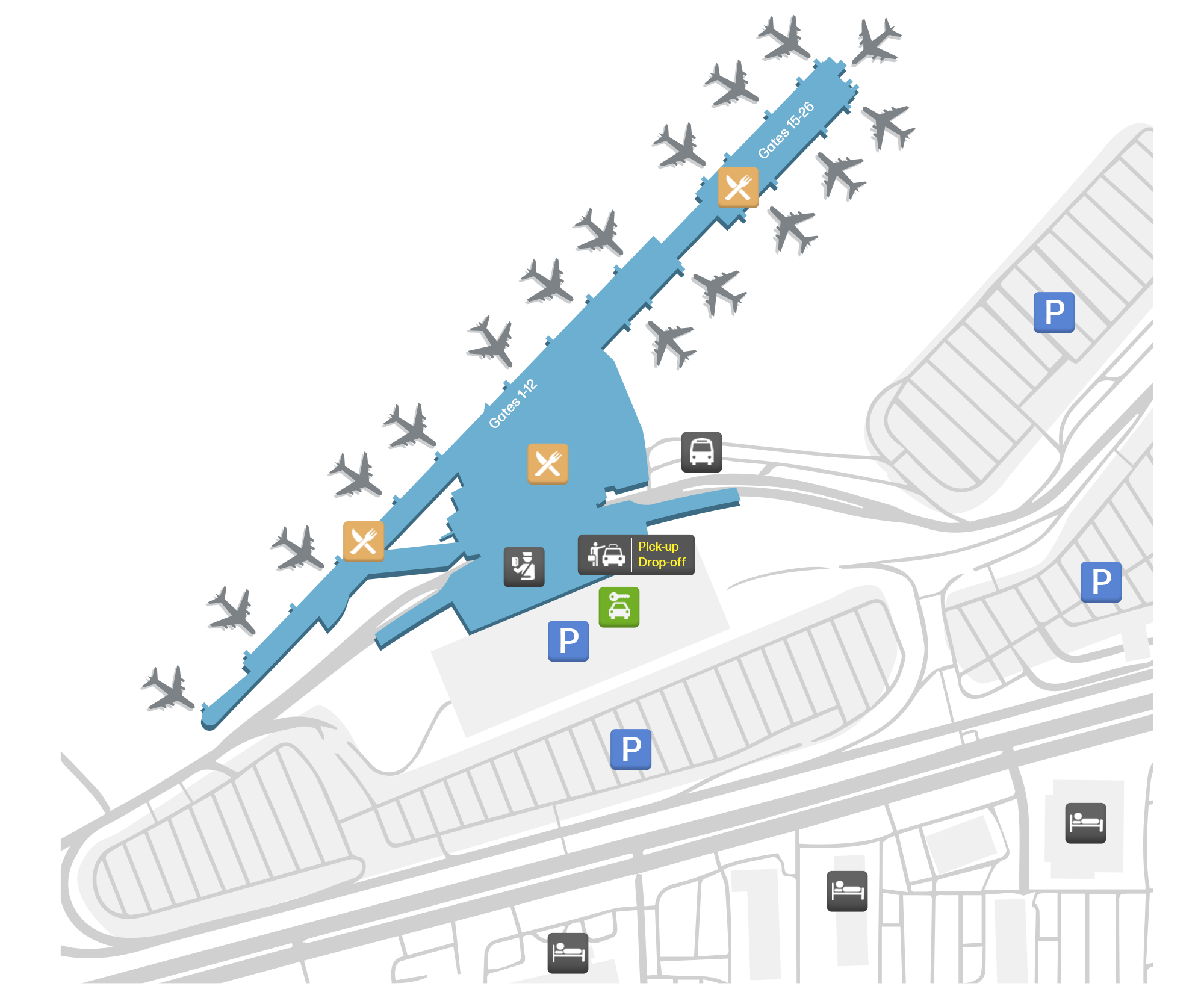 Buffalo Niagara International, United States map