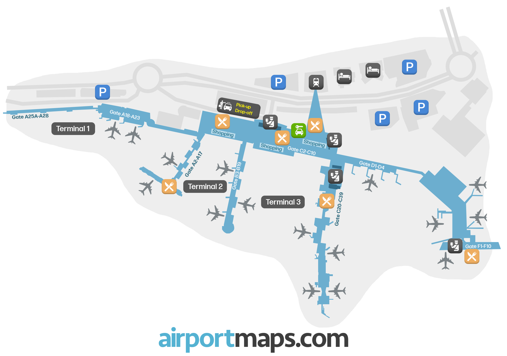 Copenhagen Airport map – find terminals and gates | Airportmaps.com