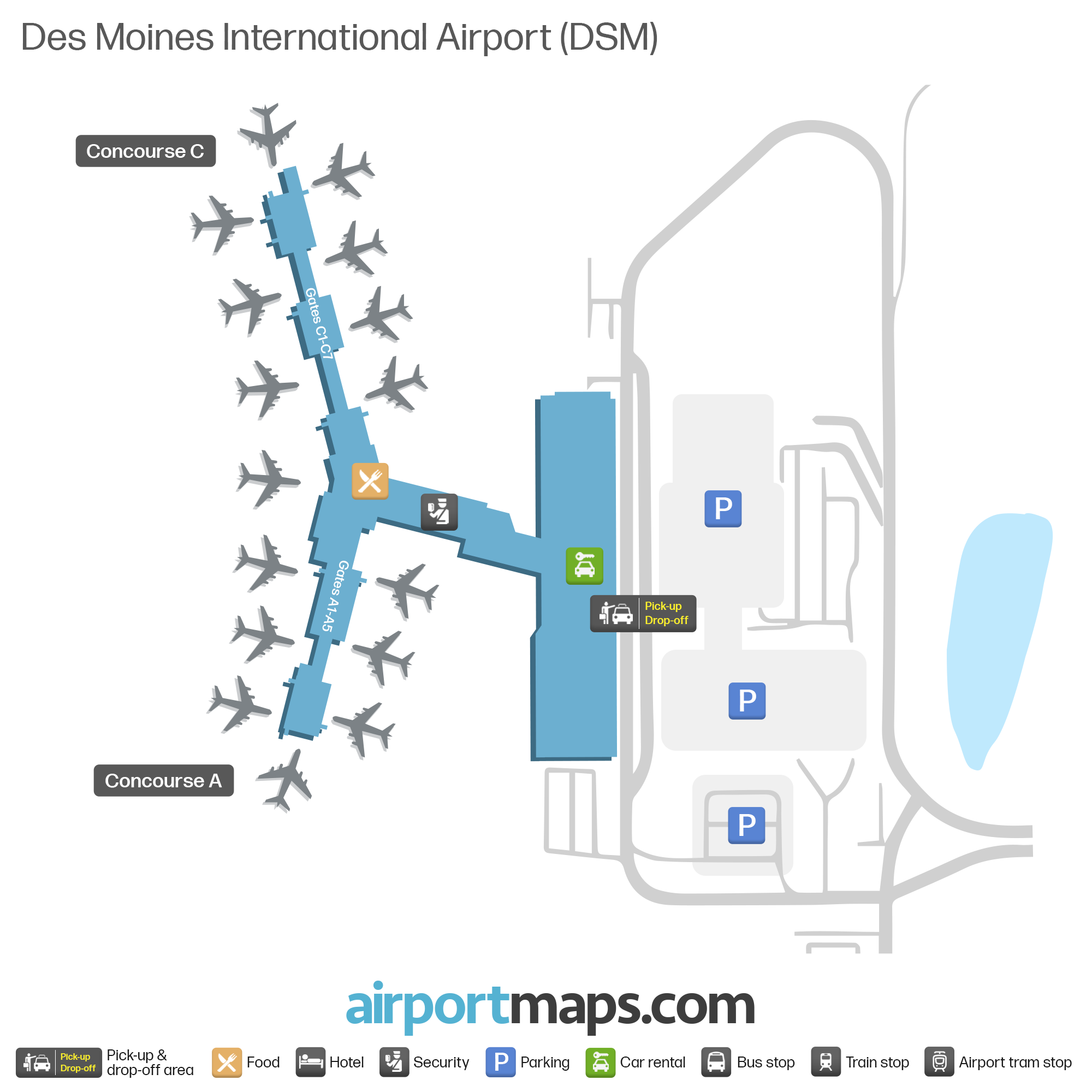 Des Moines International, United States map