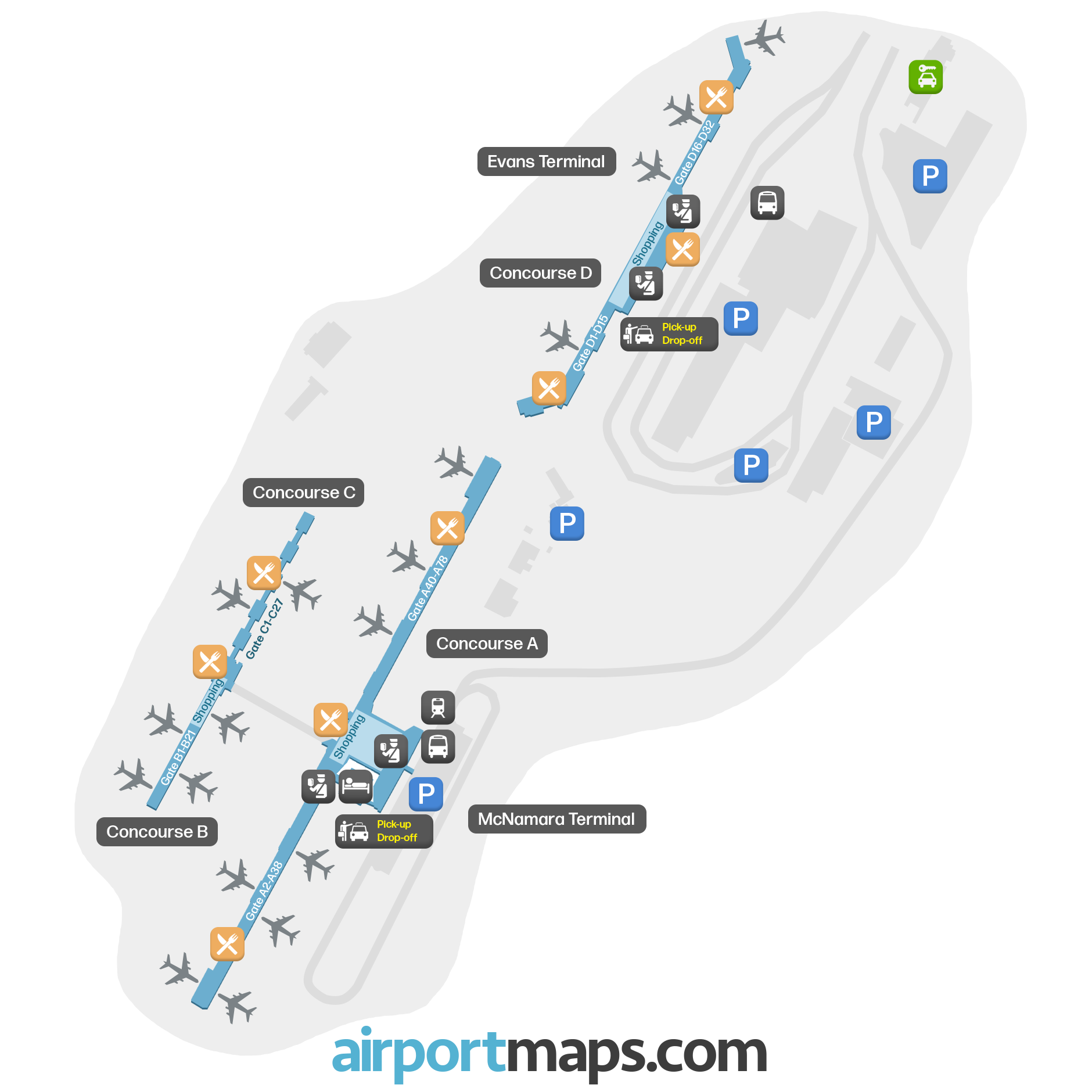 Detroit Metro Airport, United States map