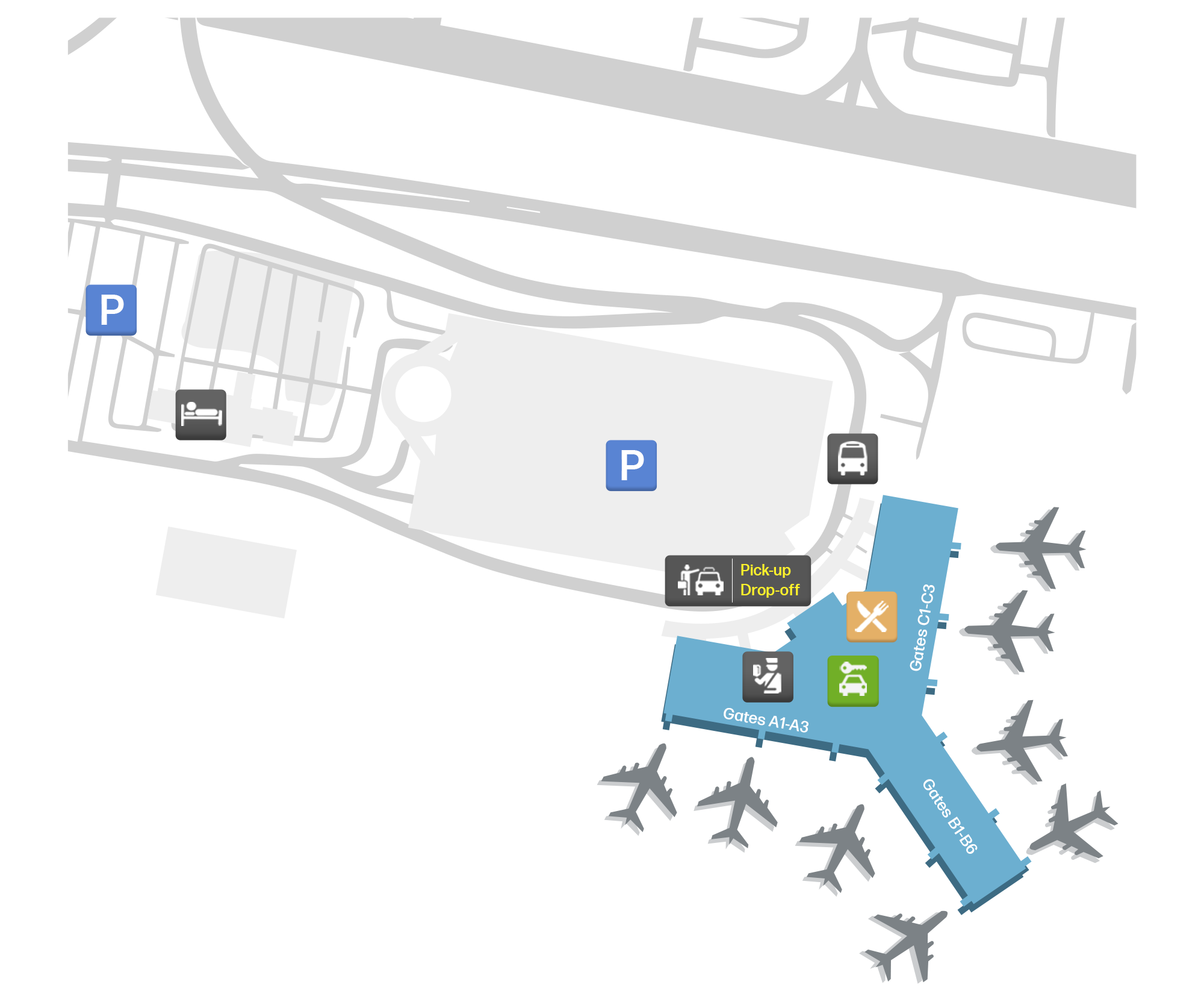 Harrisburg International, United States map