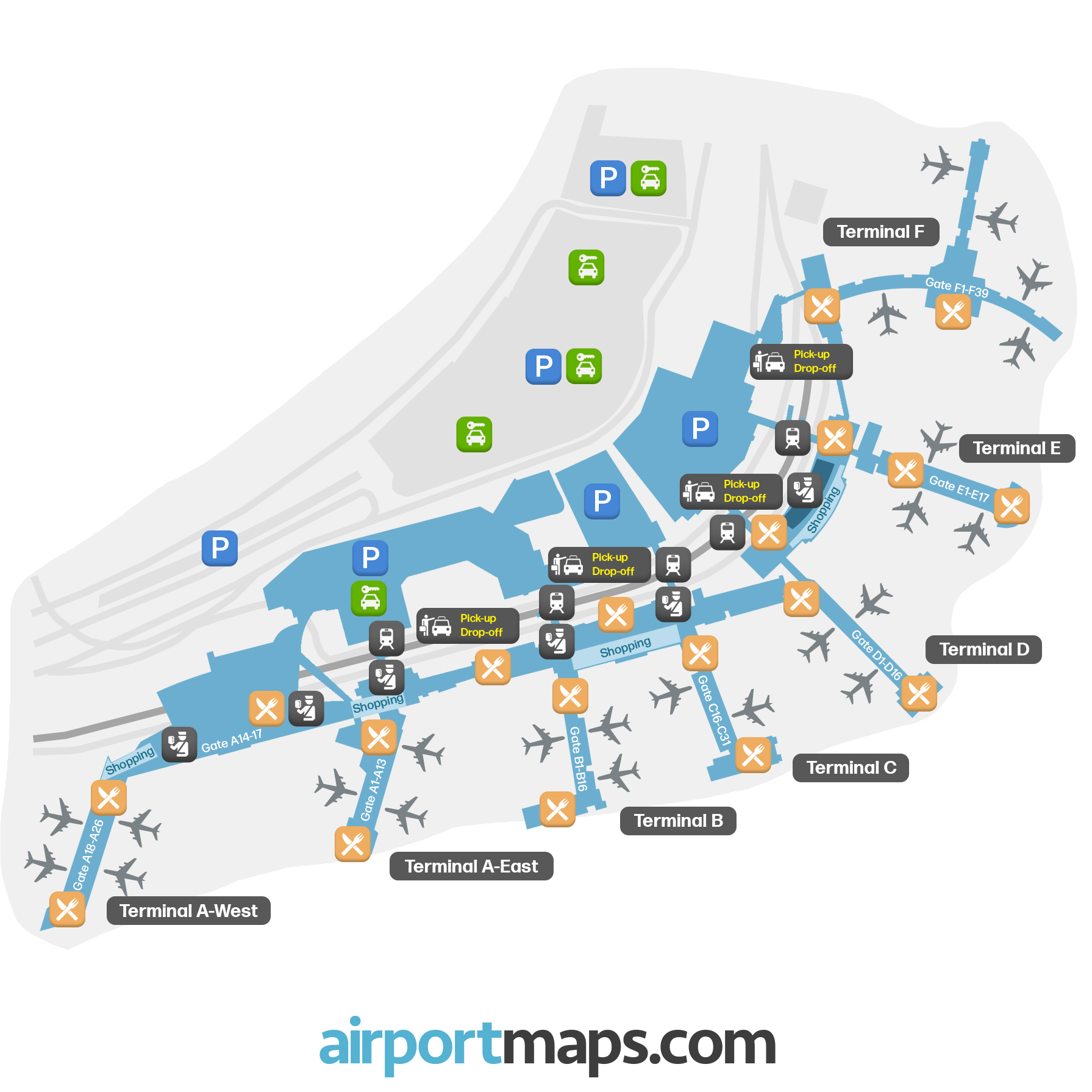 Philadelphia International airport, United States map