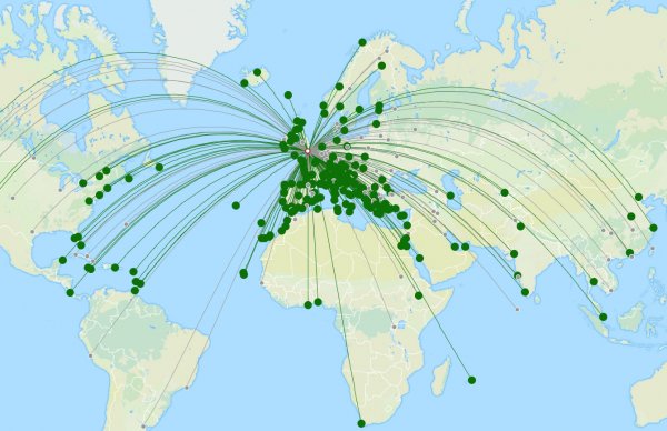 Gatwick destination map