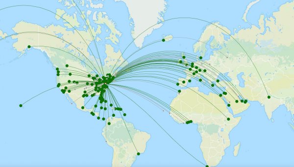 washington dulles international airport destination map