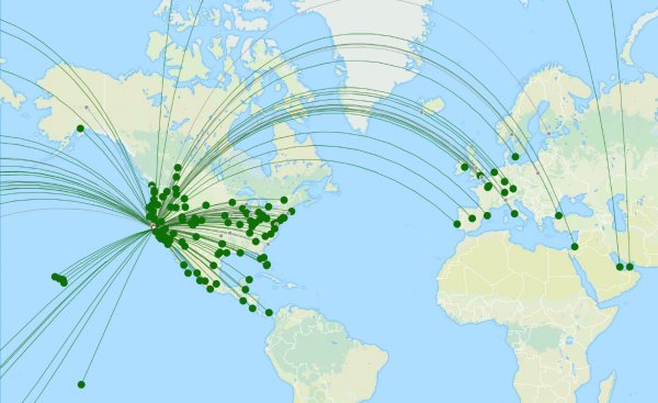 san francisco international airport destination map