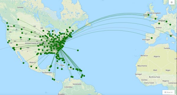 charlotte douglas international airport destination map