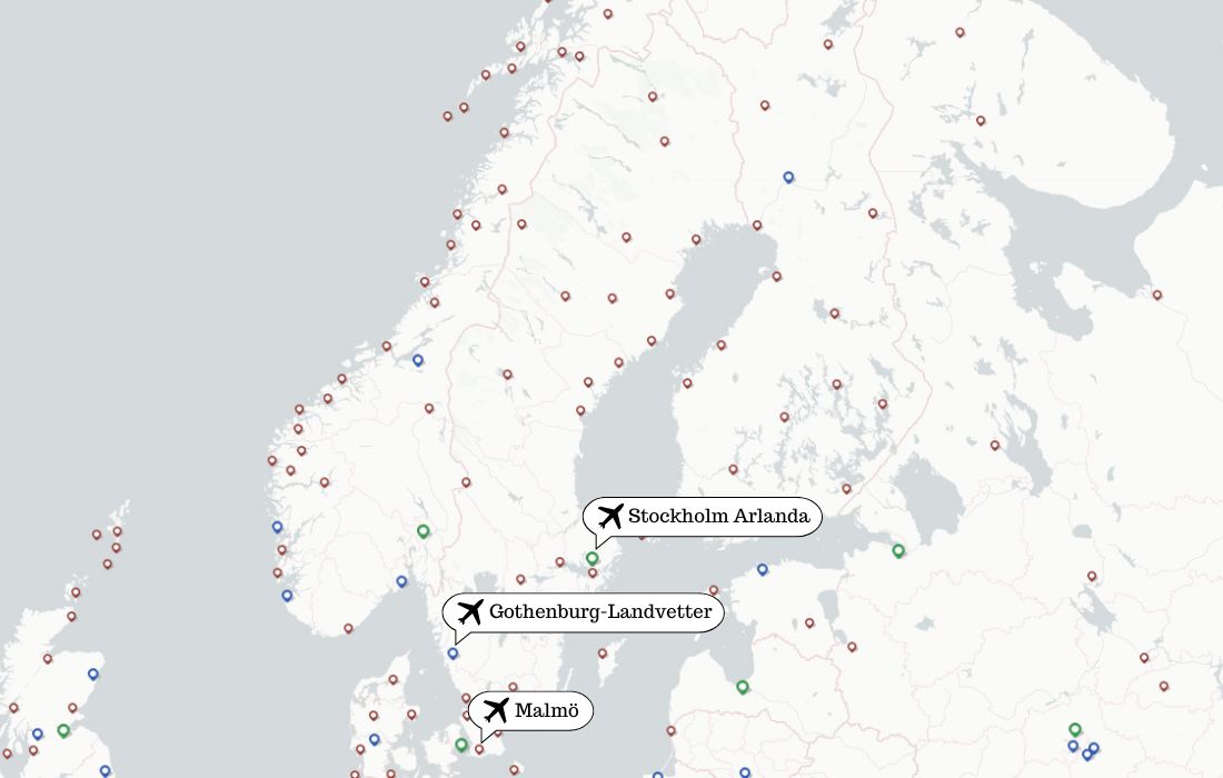 airport maps sweden