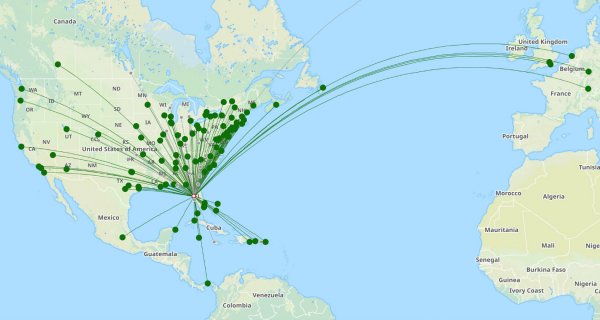 tampa international airport destination map