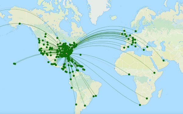 Hartsfield–Jackson Atlanta international airport destination map