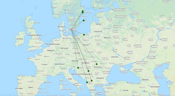 Malmö Airport destination map