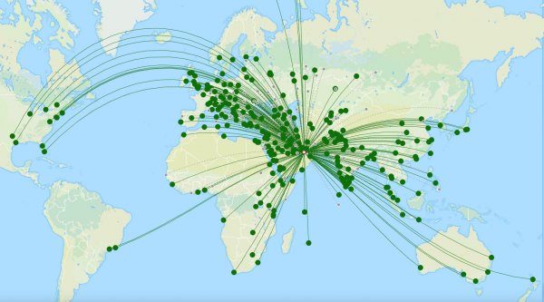 Dubai International Airport destination map