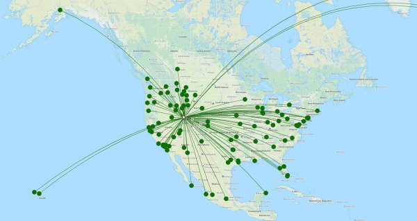 Salt Lake City International Airport destination map