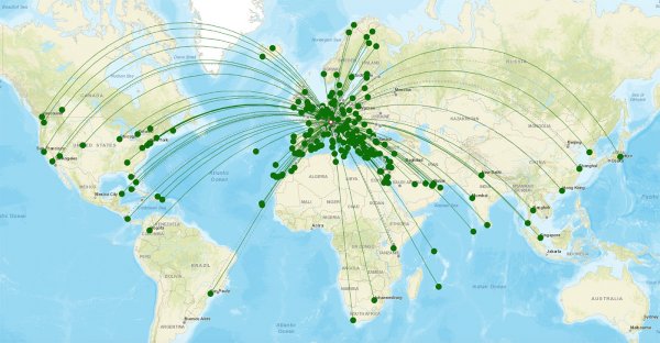 Zurich Airport destination map