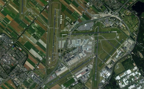 Satellite view of Amsterdam Schiphol Airport