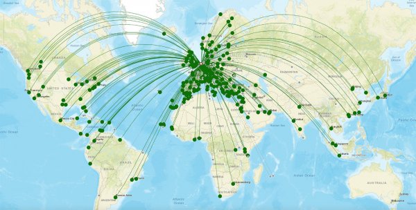 Amsterdam Schiphol Airport destination map