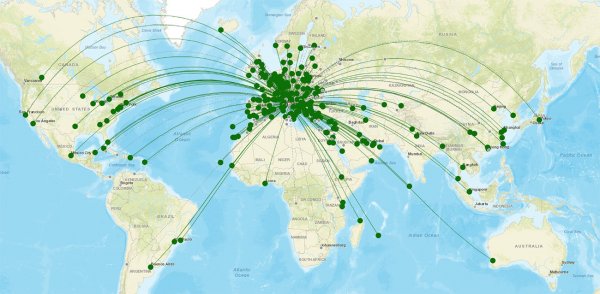 Rome Fiumicino Airport destination map