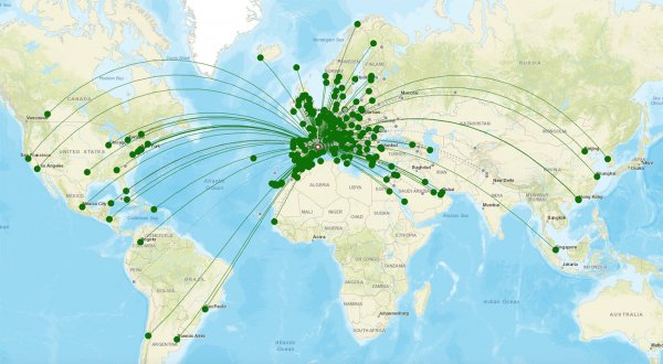 Barcelona El Prat Airport destination map