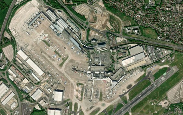 Satellite view of Manchester Airport