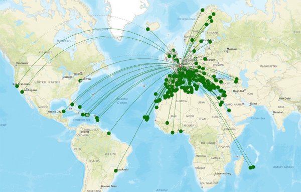 Paris Orly Airport destination map