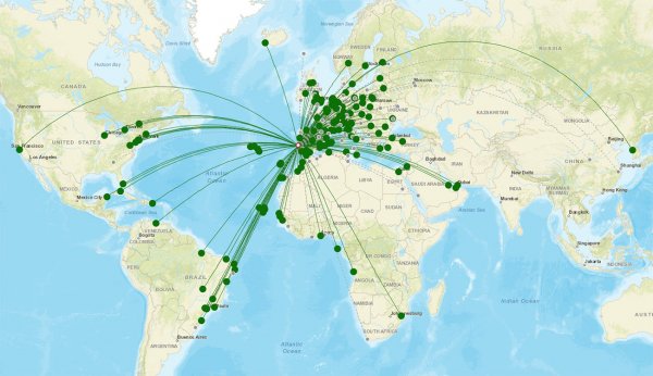 Lisbon Airport destination map