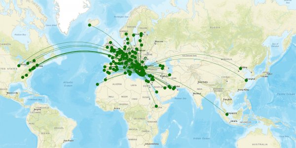 Athens Airport destination map