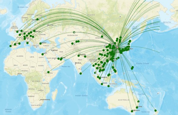 Incheon Airport destination map