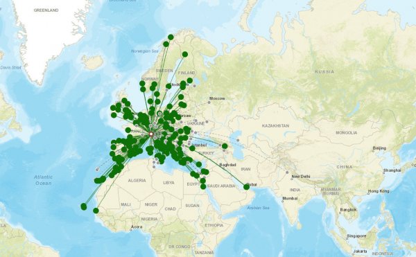 Milan Bergamo Airport destination map