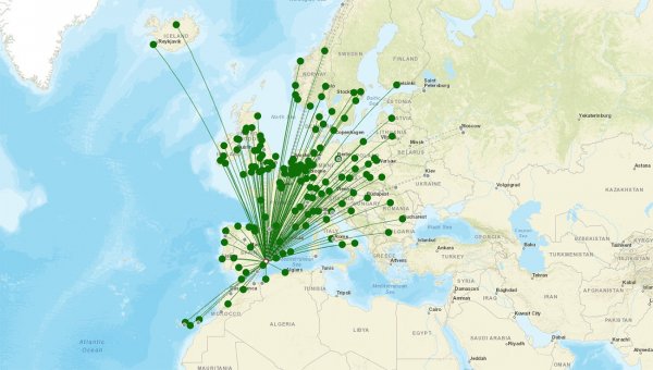 Alicante Airport destination map