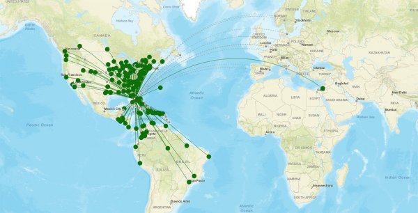 FLL Airport destination map