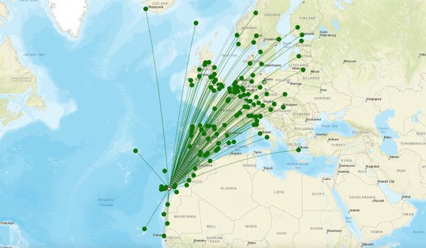 Gran Canaria Airport destination map