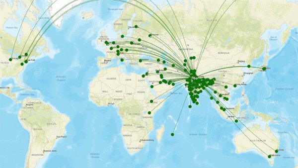 Indira Gandhi Airport destination map