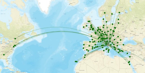 Naples Airport destination map