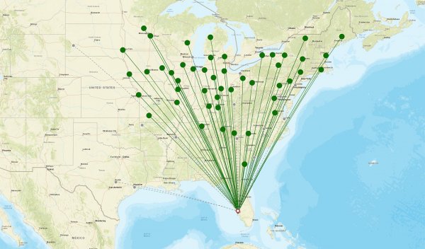 Punta Gorda Airport destination map