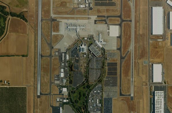 Satellite view of Sacramento International Airport