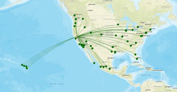 Sacramento International Airport destination map