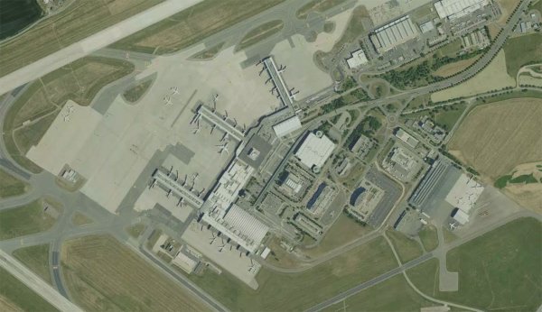 Satellite view of Václav Havel Airport Prague. Click to enlarge.