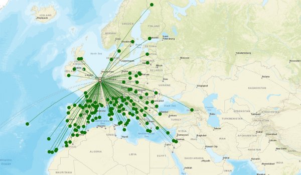 Brussels South Charleroi Airport destination map