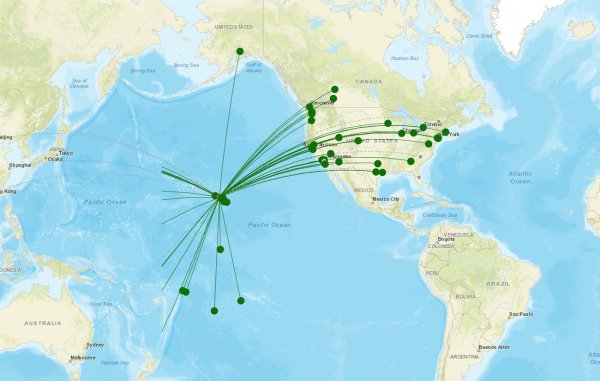 Honolulu Airport destination map