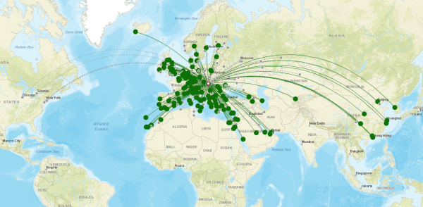 Budapest Ferenc Liszt International Airport destination map