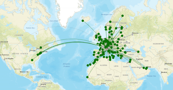 Cote D Azur Airport destination map