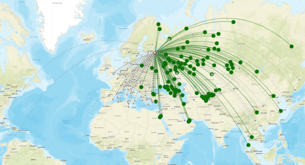 Pulkovo Airport destination map