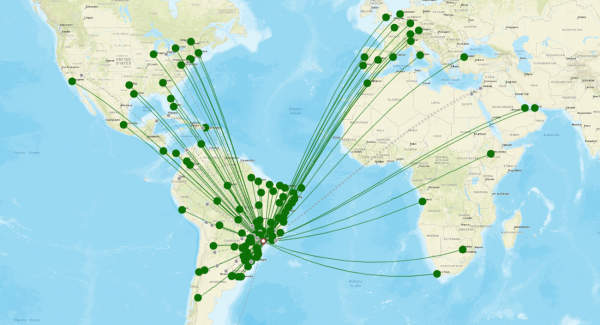 São Paulo Airport destination map