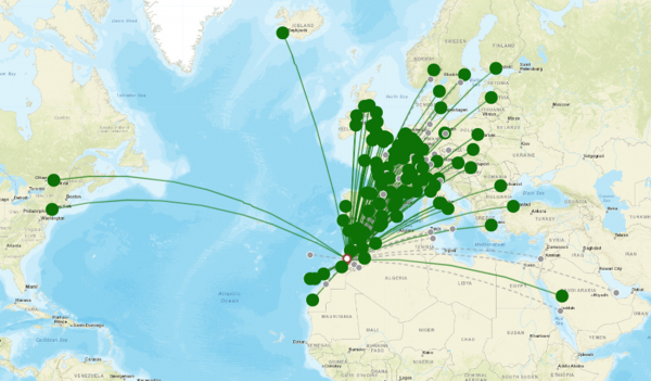 Marrakesh Menara Airport destination map