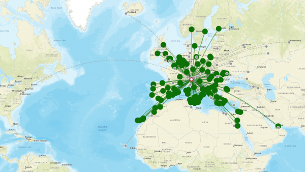 Bologna Airport destination map