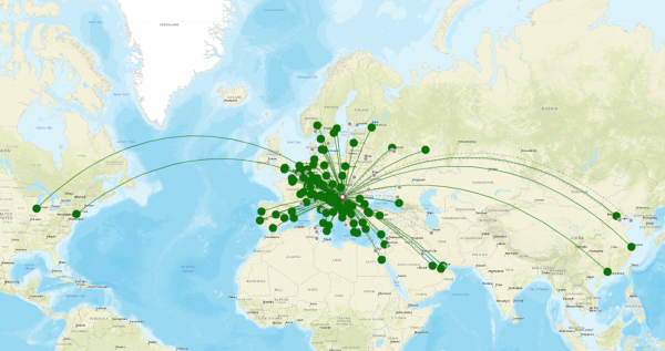 Belgrade Airport destination map